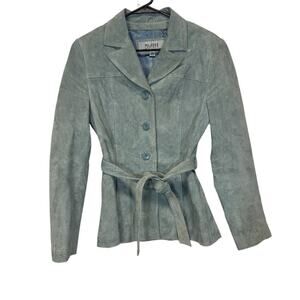 Wilsons Leather Light Green Long Sleeve‎ 100% Genuine Leather Button Jacket Sz M